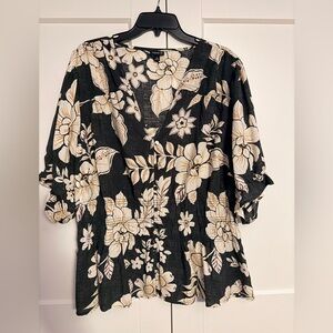 Torrid Black and Cream Floral Top